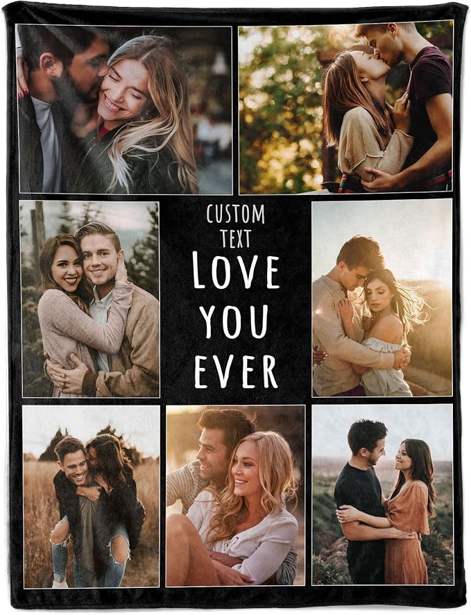 Funny DIY Custom Blanket Customize Photos Blanket Personalized Blankets with Picture Text Customized Christmas Valentines Day Birthday Gifts for Couple Boyfriend Girlfriend Him Her Men Women Dad Mom