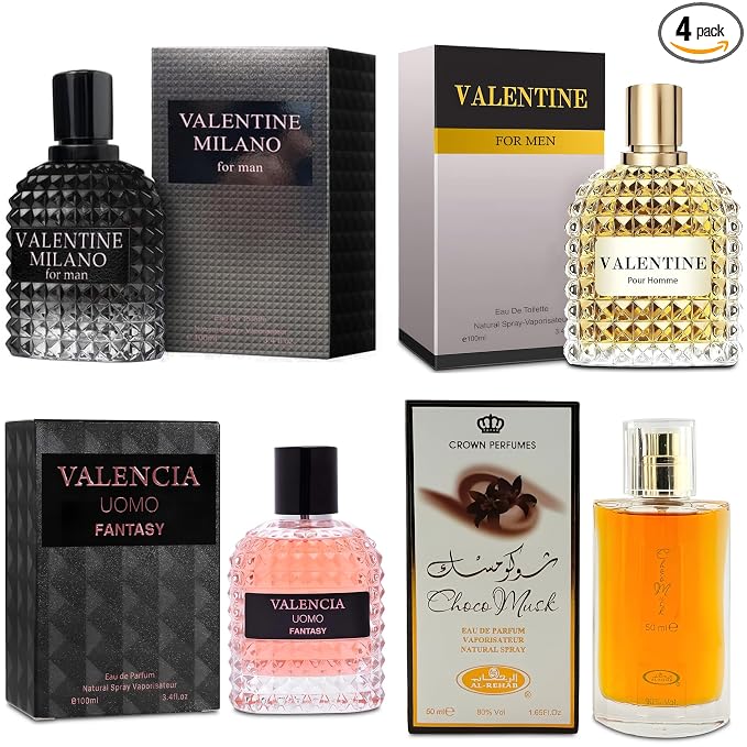 A CENTER Men's Cologne Gift Set Include Valentine Milano,Valentine,Choco Musk & Valencia UOMO Fantasy | Vanilla Bourbon, Leather & Amber Floral Fragrance | Luxury Eau de Toilette