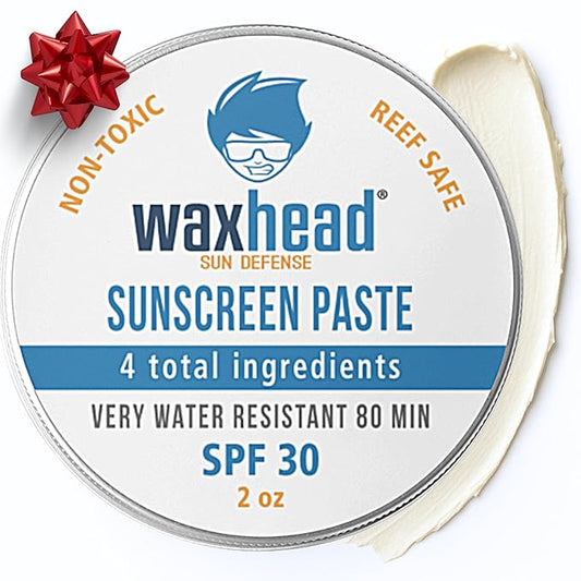 Waxhead Zinc Oxide Sunscreen Face & Nose - Sensitive Skin Safe SPF 30, Reef Safe Physical Visible Protection for Acne Prone Skin, Waterproof Natural Mineral Sunscreen for Kids & Adults (White 2oz)