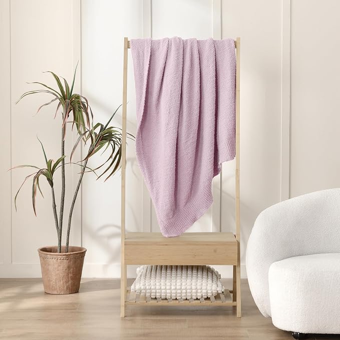 Light Purple Throw Blanket, Soft Fluffy Fuzzy Knit Blanket for Couch Bed Sofa, Cozy Plush Warm Blanket for Bedroom Living Room, Spring Home Decor, 50x60 Inches