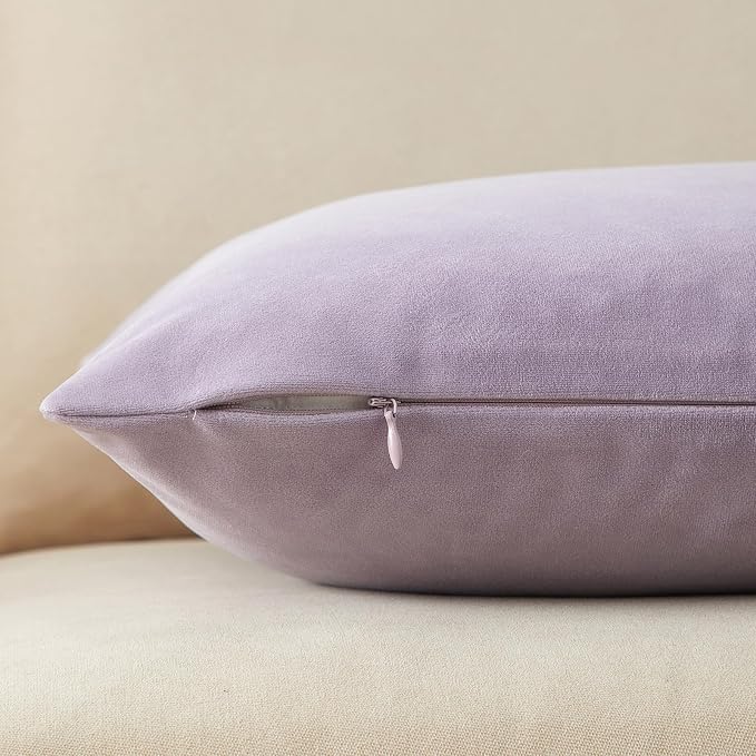16x24 Pillow Covers Set of 2 Decorative Velvet Throw Pillow Covers,Lilac | Luxury Soft Cushion Covers with Invisible Zipper for Couch Sofa Bed Living Room Bedroom Home Decor