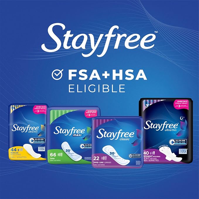 Stayfree Maxi Super Long Wingless Reliable Protection and Absorbency Pads For Women, 48 Count (Pack of 1)