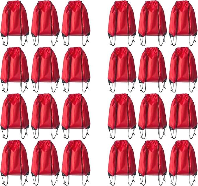 Drawstring Backpack Bulk 24Pcs Draw String Backpack Bags DIY Gym Sports Traveling Yoga Cinch Bag Sackpack Drawstring(red)