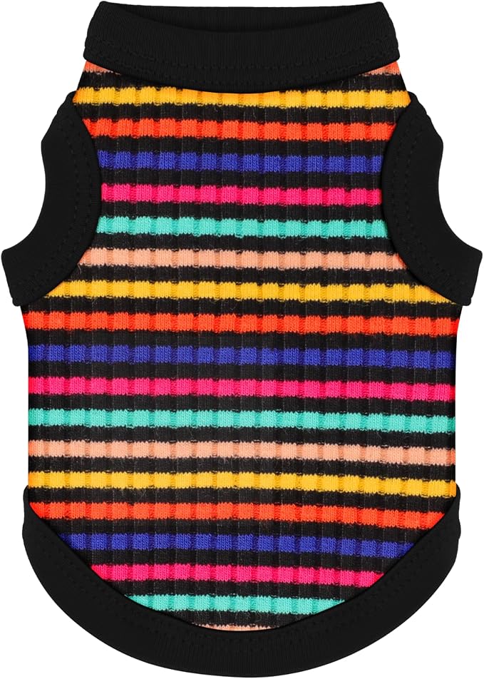 Elevate Your Pet's Comfort Fashion: Premium Cotton Rib Dog Shirt Vest for Small Breeds Like Chihuahuas, Yorkies .Year-Round Style with Tank-Style Puppy Attire Black XX-Small