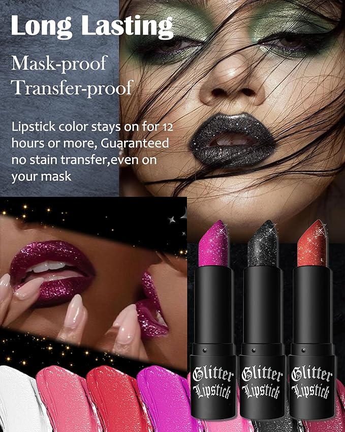 Diamond Glitter Matte Lipstick, Shiny Lip Gloss, Sparkling High Pigment Longlasting Waterproof Smudgeproof Non-Stick Cup Lipstick,Shimmer Tinted Lip Blam,Thanksgiving Makeup Gift for Women Girl-02