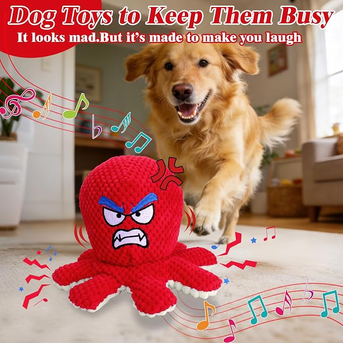 Mity rain Interactive Dog Toys with Thicken Plush, Moving Dog Toy | with Recording Mode Shaking & Singing Mode Bouncing, Funny Ball Jumping to Keep Them Busy & Chase, Rechargeable (Octopus)