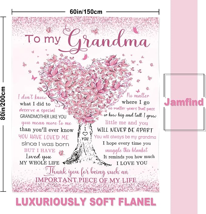Grandma Gifts, Gifts for Grandma Birthday, Great Grandmother Birthday Gift Blanket 60"x 80", Best Grandmother Grandmom Nana Gift