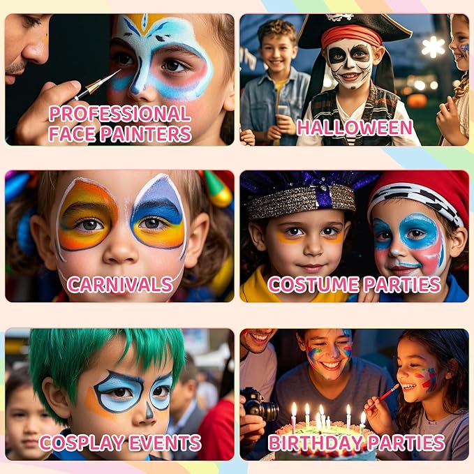 Anka Bella Professional Face Paint（60gm),Water Activated Face Body Painting Kit for Kids & Adults,Hypoallergenic & Non-Toxic,Perfect for Birthday Parties/Halloween/Carnival