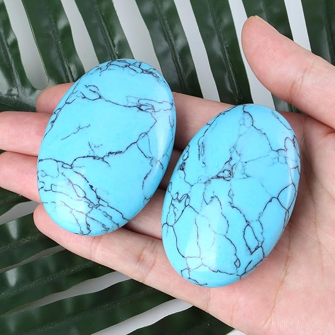 ZHIYUXI 2.4" Turquoise Crystal Stone Healing Crystals Gemstones and Crystals Gift Worry Stone Energy Balancing Therapy Polished Stones Palm Stone Room Decor Mediation 1PC
