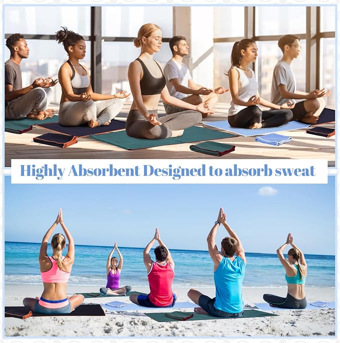Peryiter 6 Pack Hot Yoga Towel Set - Non Slip Microfiber Towels for Mat and Hand, Quick Dry and Sweat-Activated Grip, 2 Sizes for Women Men Bikram Pilates Gym