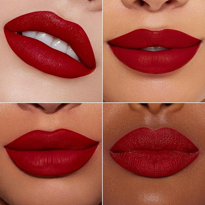 MAKI YIKA 2Pcs Matte Liquid Lipstick Set MVP Red Burgundy Lipstick Long Lasting Smudgeproof Transfer Proof Lip Makeup, Burgundy/MVPRed
