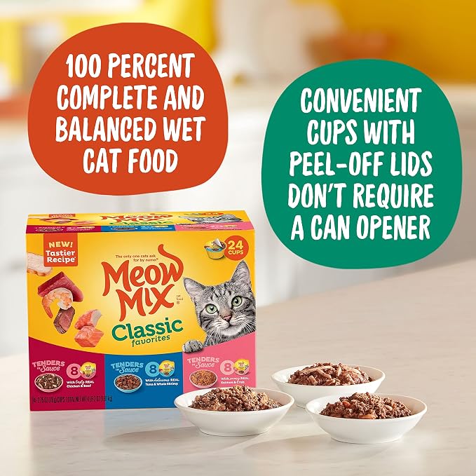 Meow Mix 2.75 Ounce Classic Favorites Variety (Pack of 96)