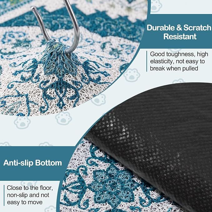 Glittme Cat Litter Mat, 24"x15" Non-Slip Washable Trapping Mat for Cats | Litter Trapping Mat With Thick PVC Coil To Catch Scatter, Soft On Paws And Waterproof Bottom To Protect Floors