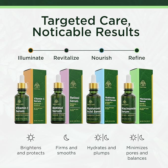 Tree of Life Beauty Niacinamide Vitamin B3 Serum, Hydrating Face Oil for Dark and Age Spots, Tightens Pores, Facial Serums for Sensitive Skin with Hyaluronic Acid and Vitamin E, 2 Fl Oz (Pack of 2)