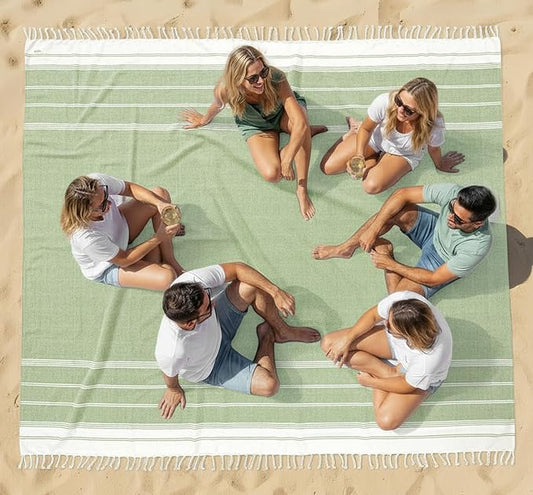 LANE LINEN Beach Blanket Sandproof – Lightweight Oversized Picnic Mat with Quick-Dry Comfort & Diamond Weave Design 82"x82", Beach Accessories Must-Haves, Park Outings, Coastal Getaways – JadeLime