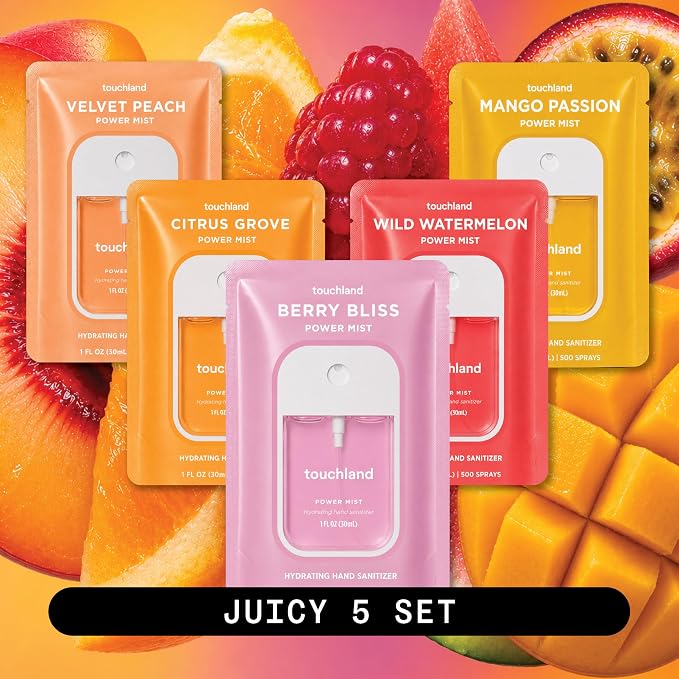 Touchland Hand Sanitizer Spray, Juicy 5 Set - 5 x 1 FL OZ