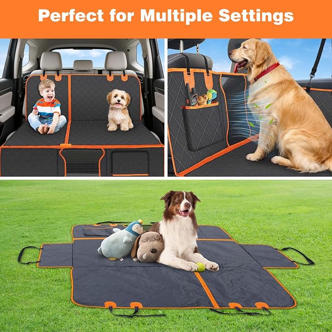 PetJoy Dog Car Seat Cover with Hammock Design – 600D Heavy Duty Waterproof & Scratch-Resistant Rear Seat Protector for Dogs, Non-Slip Back Seat Covers for Cars, Trucks, SUVs