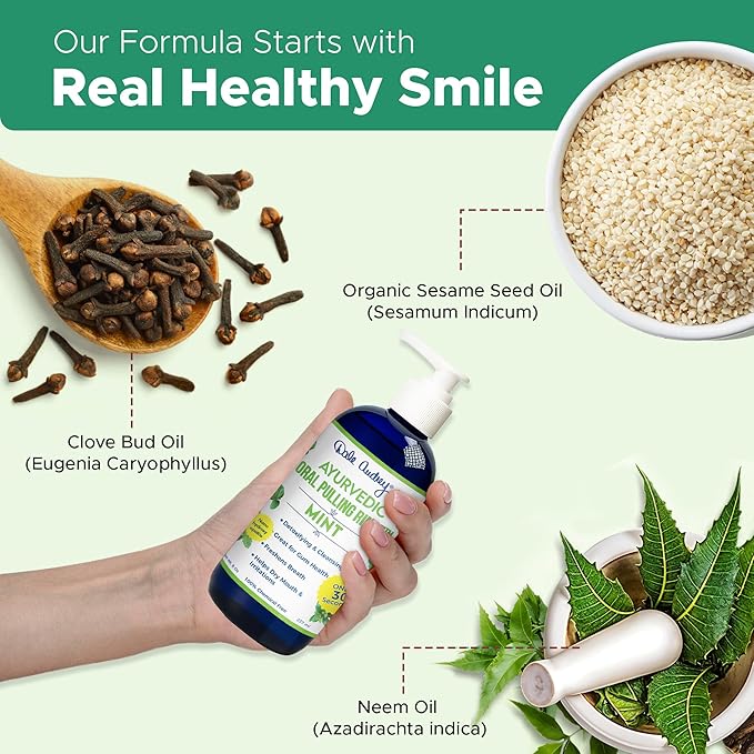 Dale Audrey Nano Hydroxyapatite Mouthwash Oil Pulling for Teeth and Gums | Mint Flavored Organic Mouthwash for Bad Breath | Essential Oils for Teeth Whitening & Fresh Breath Natural Mouthwash 8 oz