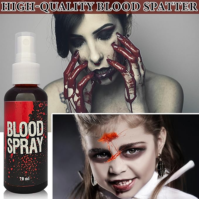 Fake Blood Spray,Fake Blood Splatter Washable Halloween Makeup Fake Blood SFX Makeup Realistic Blood for Halloween Clothes Party Cosplay Costumes Wounds