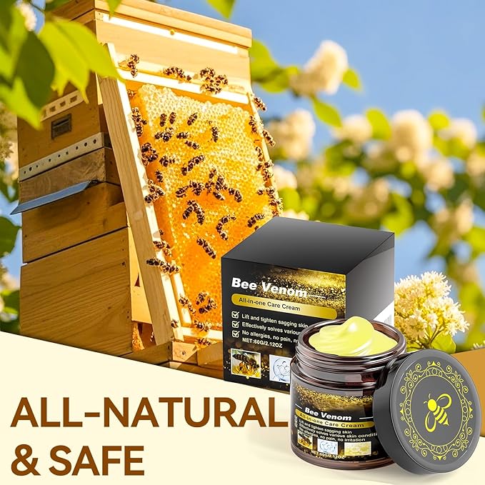 Bee Venom Cream, Anti Aging Treatment with Natural Ingredients, Bee Venom Skin Treatment Cream, Sensitive Skin Care for Back, Neck, Hands, Knee, 2.12OZ