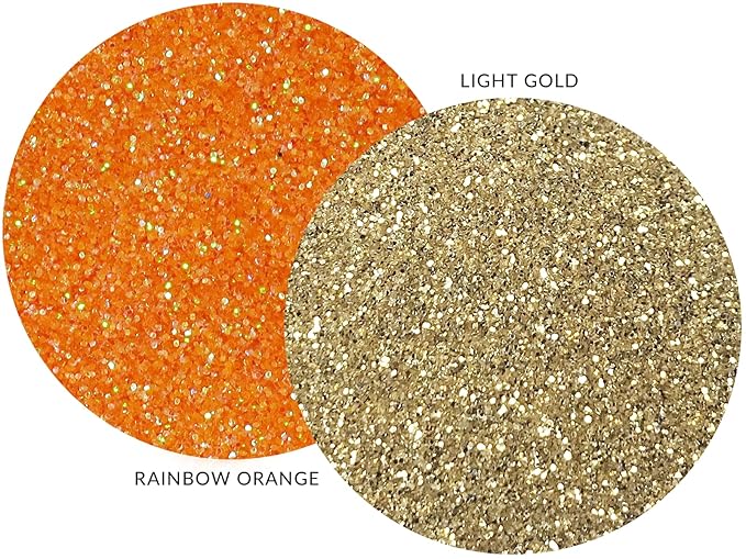 MARBLERS Twinkle Face & Body Glitter Duo [Rainbow Orange & Light Gold] 0.36oz (10g) | Non-Toxic | Cruelty-Free | Eyeshadow, Nail Polish, Nail Art | Festival, Rave & Party Makeup | Nail Art | Gel Nail