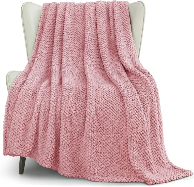 Whale Flotilla Extra Large Soft Fleece Throw Blanket for Couch | 50x70 Inch, Pink, Suitable for Sofa Chair Bed, Fluffy Fuzzy Jacquard Blankets for All Season, Lightweight and Cozy