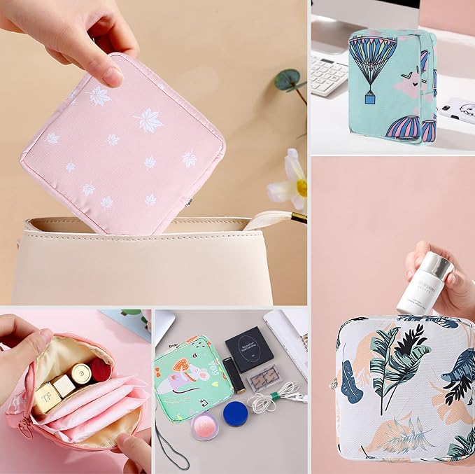 Portable Sanitary Napkin Storage Bag,4 Pieces Reusable Period Pouch for Teen Girls & Women,Pad Bags for Period for School,Office,Mini Pouch Feminine Pads Bag Kit (Fashional)
