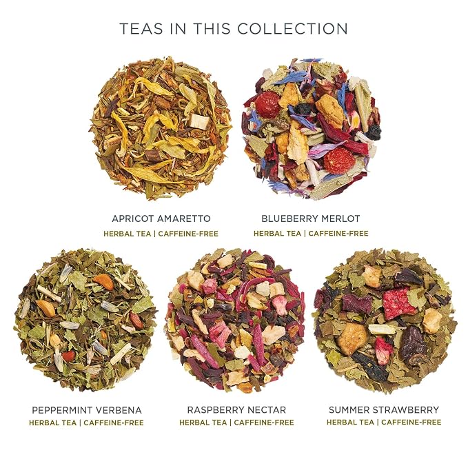 Tea Forte Single Steeps Loose Leaf Tea Sampler, Assorted Variety Tea Box, 15 Single Serve Pouches, Herbal Retreat