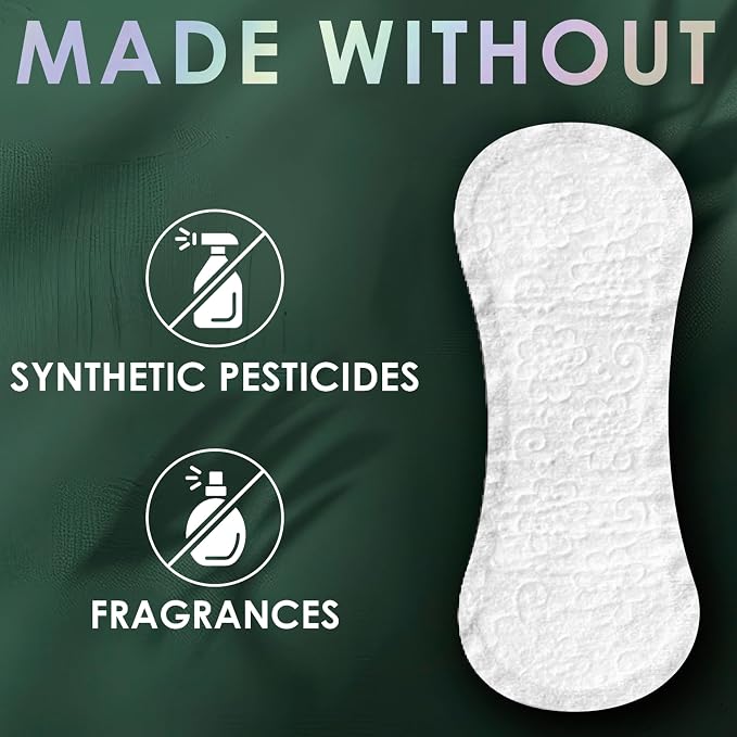 Liners for Women, Organic Cotton Top Layer, Regular Coverage, Pantiliners Made Without Synthetic Pesticides and Fragrances, Hypoallergenic and Gentle on Skin, 60 Count