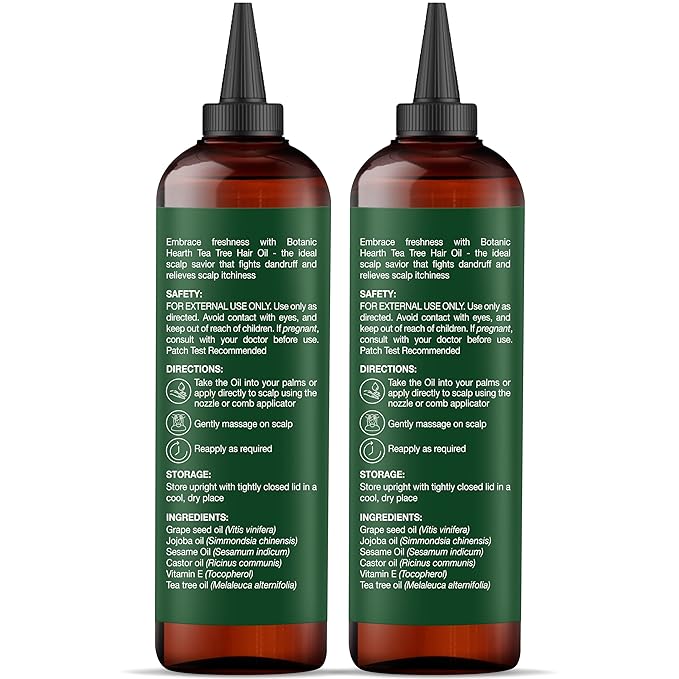 Botanic Hearth Hair Oil for Hair Growth & Hair Treatment Oils | Strengthening Dry, Frizzy, Damaged Hair & Scalp Treatment | Tea Tree Hair Oil – 6.7 Fl Oz (2 Pack)