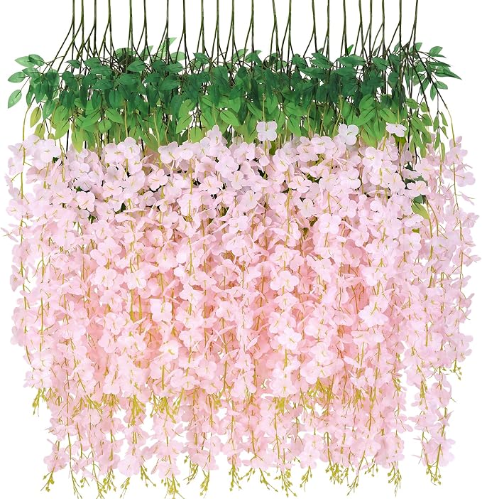 36 Pack Hanging Flowers - 3.6' Light Pink Artificial Vines for Decoration