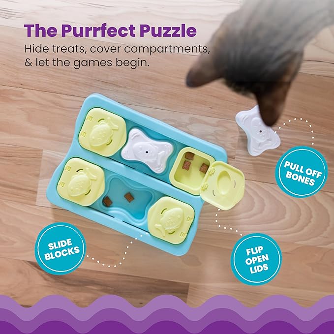 Catstages Kitty Cube Interactive Treat Puzzle Cat Toy, Blue (Pack of 12)
