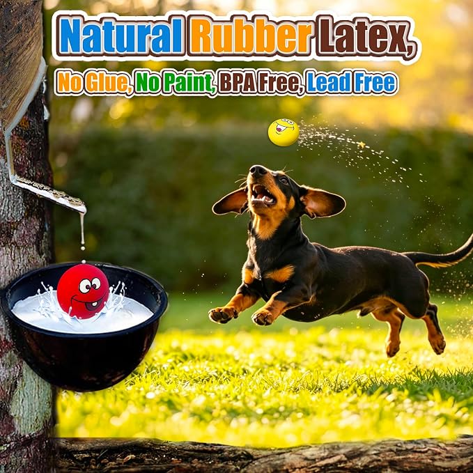 Squeaky Dog Toys for Small Dogs, Mini Breeds, 2.2" Flat Latex Ball