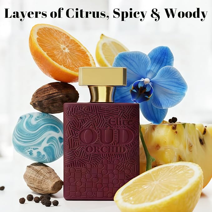 A CENTER Elite Oud & Brown Orchid Men's Cologne Gift Set | 2-Piece Eau de Parfum Collection 3.4 Fl Oz Each | Long Lasting Woody Floral Fragrance | Exotic Saffron & Black Rose Duo Perfume Daily Use
