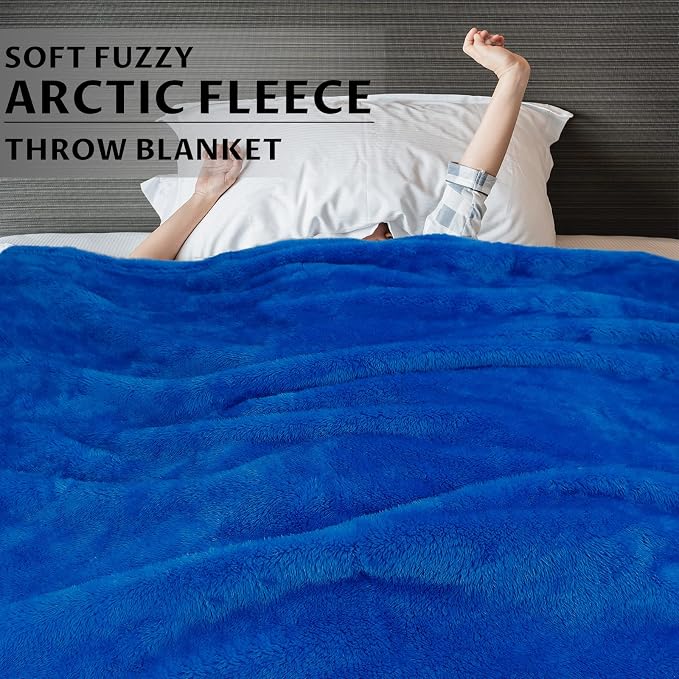 MUGD Royal Blue Throw Blanket for Couch - Soft Fleece Fuzzy Blue Blankets Women Girls Warm Blanket for Bed