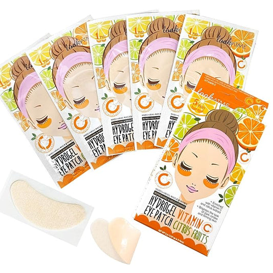 Look At Me Vitamin C Bright Eyes Hydrogel Eye Patches – Dark Circles & Puffiness Relief, Citrus Firming Eye Masks for Men & Women, 5 Pairs – Made in Korea