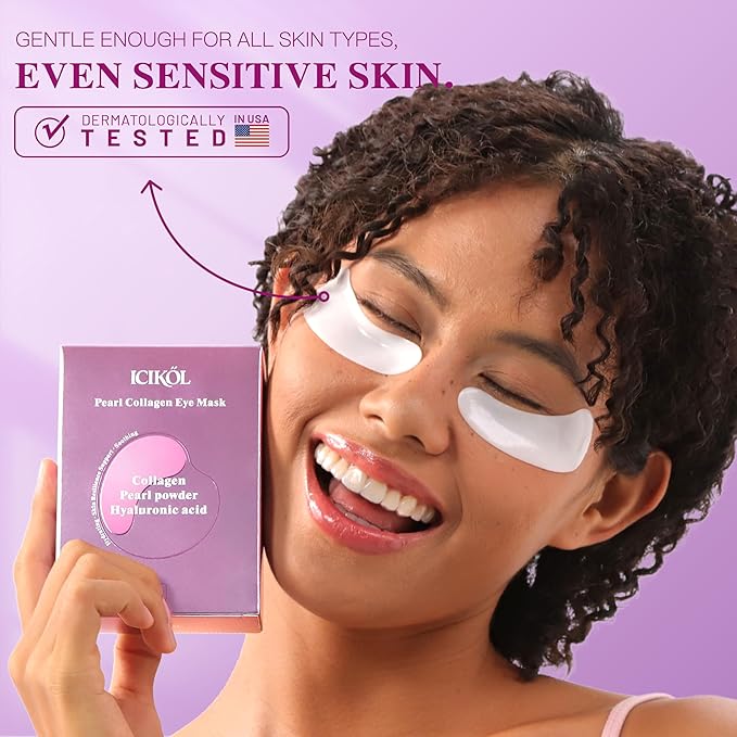 Instant Tightener Under Eye Patches with Collagen, Dark Circles Treatment Eye Patches with Women Beauty, Puffy Eyes Treatment of Under Eye Mask, Travel, 60 Pairs, White