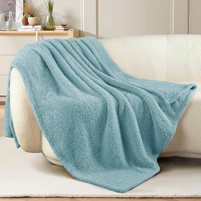 Exclusivo Mezcla Fleece Throw Blanket for Couch and Sofa, 50" x 60" | Super Soft and Cozy Fluffy Blanket for Women, Lightweight and Fuzzy Throw for Home Decor, All Season, Slate Blue