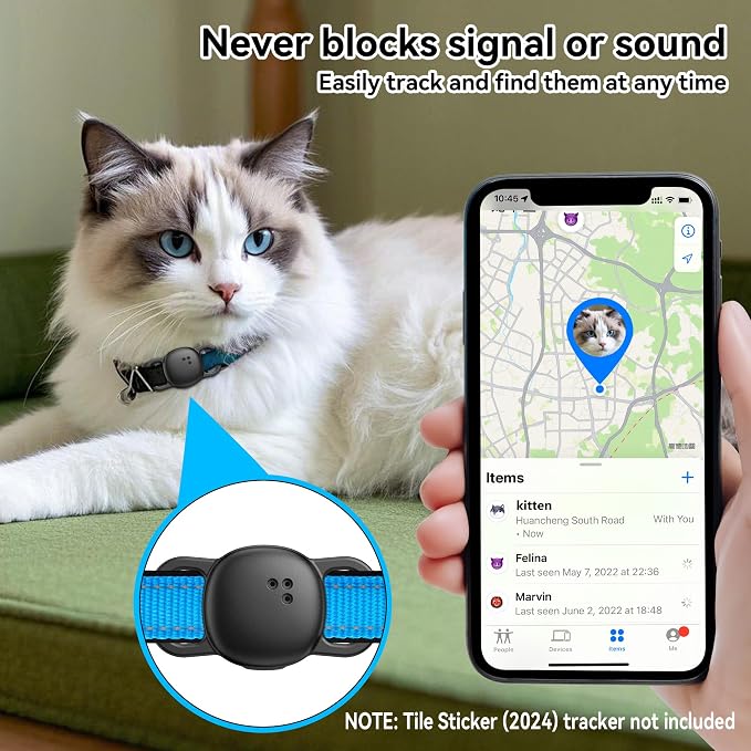 DDJ 2-Pack Cat Collar Case for Life360 Tile Sticker (Smallest Tracker)–NOT for Tile Mate/Pro–Silicone Protective Holder for Dog/Pet Collar, Ultra Durable, Easy Installation, Lightweight, Black