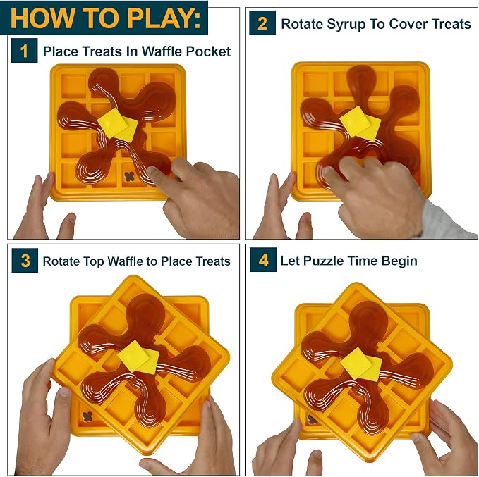 Our Pets Waffle Interactive Puzzle Game Dog Toys (Dog Puzzle Toy-Great Alternative to Snuffle Mat for Dogs and Slow Feeder Bowls) Cat Puzzles & Interactive Toys for Treats