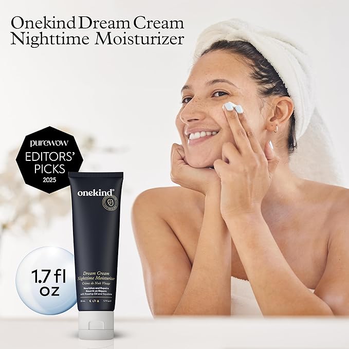 Onekind Dream Cream Night Moisturizer – Hydrating Anti-Aging Face Cream with Squalane, Rosehip & Shea Butter – Fragrance-Free, Vegan, for Dry & Sensitive Skin – 1.7 oz