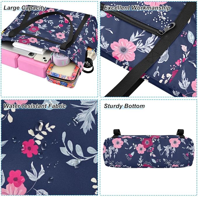 MCHIVER Yoga Bag for Women Men Large Yoga Mat Bag with Adjustable Strap Workout Bags Totes for Pilates Yoga Travel