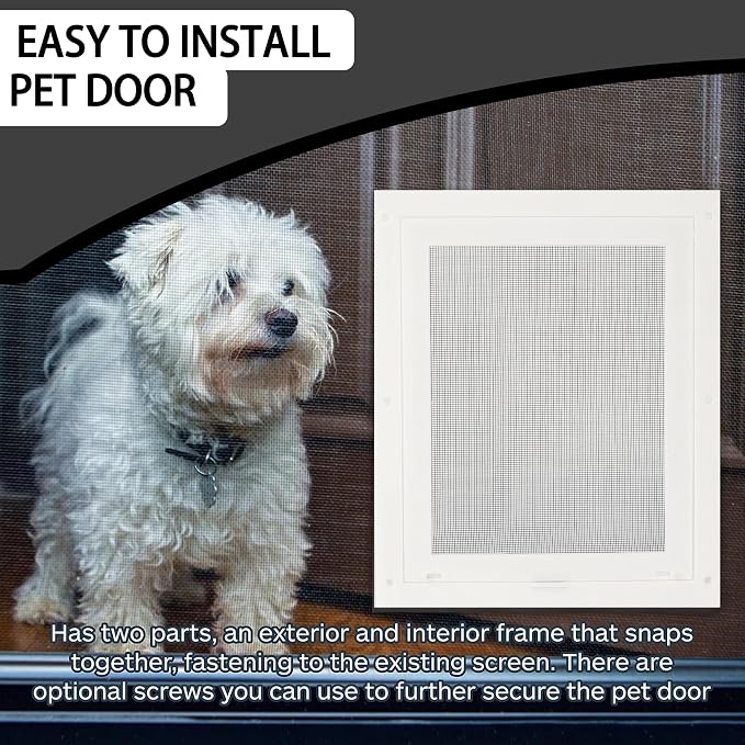 TonGass 7.87" x 9.84" Pet Screen Door Flap Fits Dogs & Cats Under 30 Lbs | Small Dog Doors Flaps, Cat Screen Window Door Flap for Exterior Porch Screen and Window Screen - White
