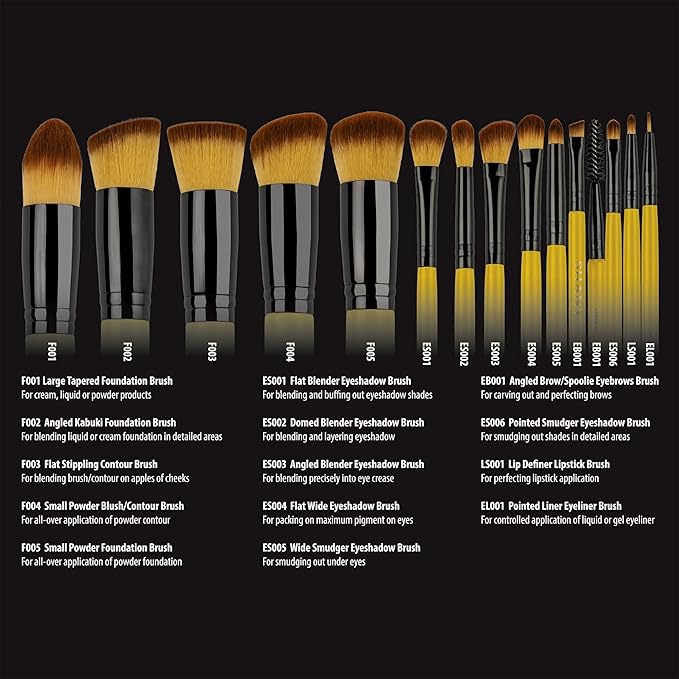 SHANY14 Piece Makeup Brush Set – Elite Cosmetics Brush Collection - Complete Kabuki, Eyes, Face, powder, foundation Makeup Brush Set - Canary