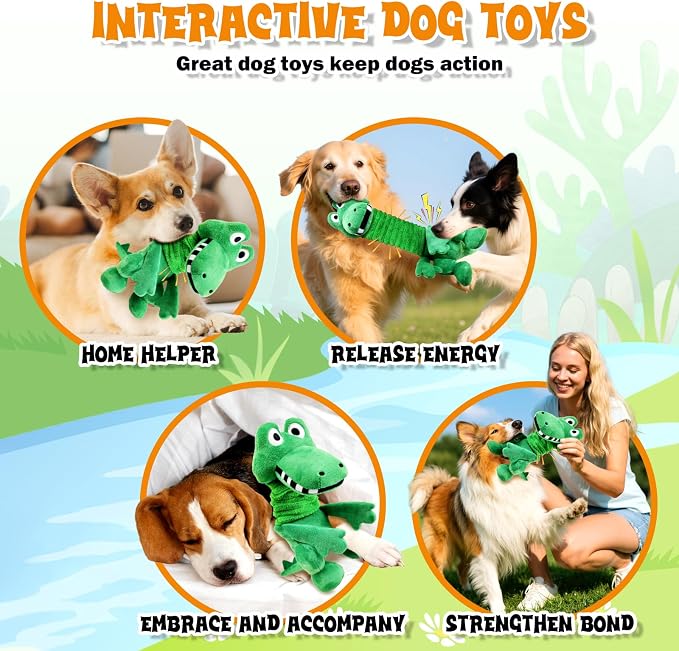 Fuufome Large Squeaky Dog Toys:Plush Tug of War Dog Toys with Crinkle-Interective Chew Toys for Small,Medium,and Large Breeds- Puppy Toys Keep Them Busy&Dental Exercise