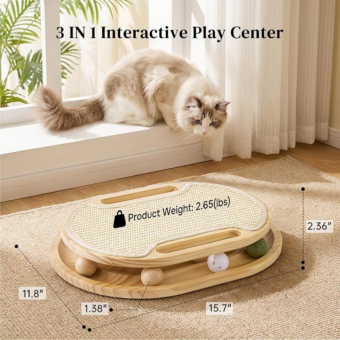 ZOMISIA Cat Scratcher with Ball Track Toy, Sisal Scratch Pad for Indoor Use