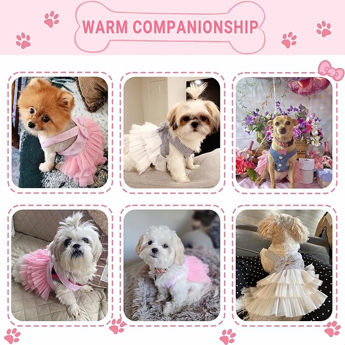 Dog Dresses, Fashion Pet Dog Clothes, Striped Mesh Puppy Dogs Princess Dresses (Pink/Blue/Denim(3pack), X-Small)