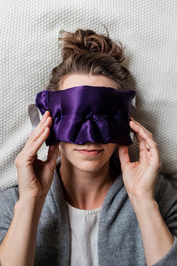 Victoria's Lavender Aromatherapy Eye Mask Pillow Set - Soothing Lavender Eye Mask for Hot & Cold Relief, Weighted Design, Silk Mask, Made in the USA Lavender Pillow & Linen Spray (8 oz) - (Set of 2)