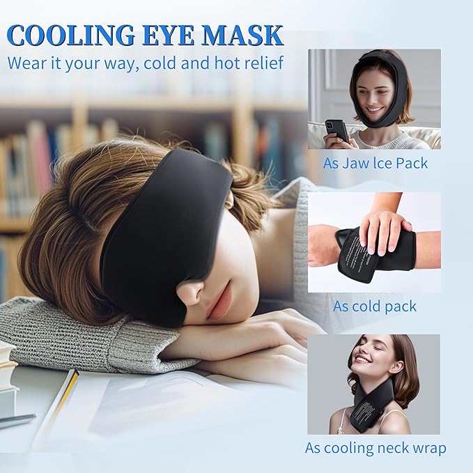 2 Pack Blackout Cooling Sleep Mask: Reusable Weighted Gel Eye Mask for Puffiness & Migraine Relief - Ice Pack for Eyes, Cold Compress for Headache, Couple's Gifts for Self Care(Black,Pink)