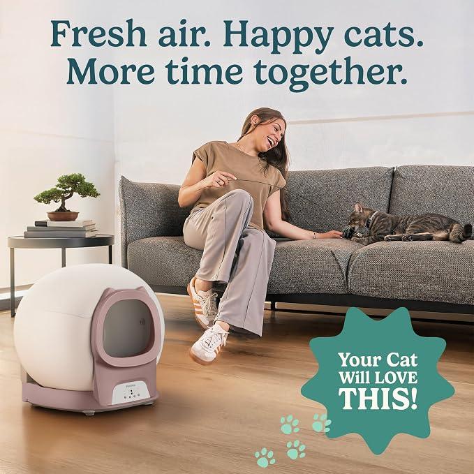 Petcove PurrTek Automatic Litter Box Self Cleaning 5GHz Wi-Fi, Odor Control | 45 dB Quiet, App Control Sealed Waste Bin, Advanced Safety Sensors, Auto Smart Self Cleaning Cat Litter Box for Multiple Cats